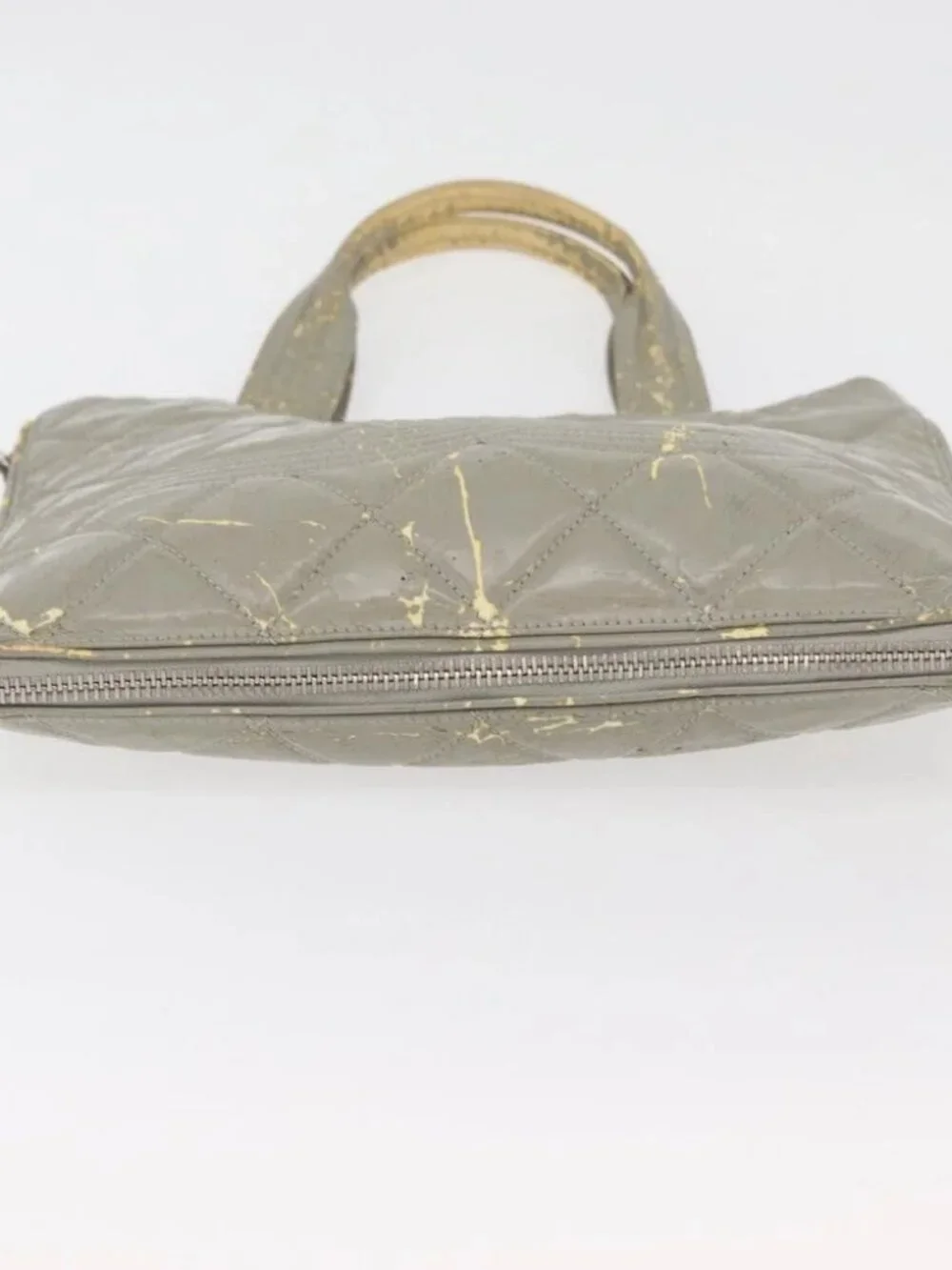 CHANEL Tote Bag Patent leather Gray CC Auth bs22950